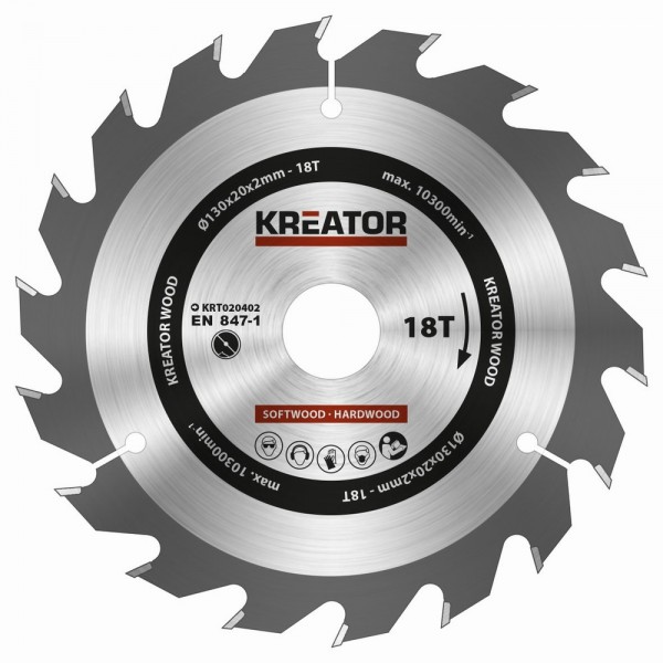 Kreator KRT020402 - Pilový kotouč na dřevo 130mm, 18T