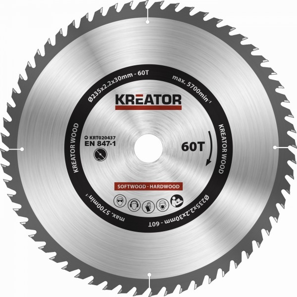 Kreator KRT020437 - Pilový kotouč na dřevo 235mm 60T