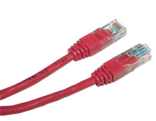 Patch kabel UTP cat 5e, 0,25m - červený