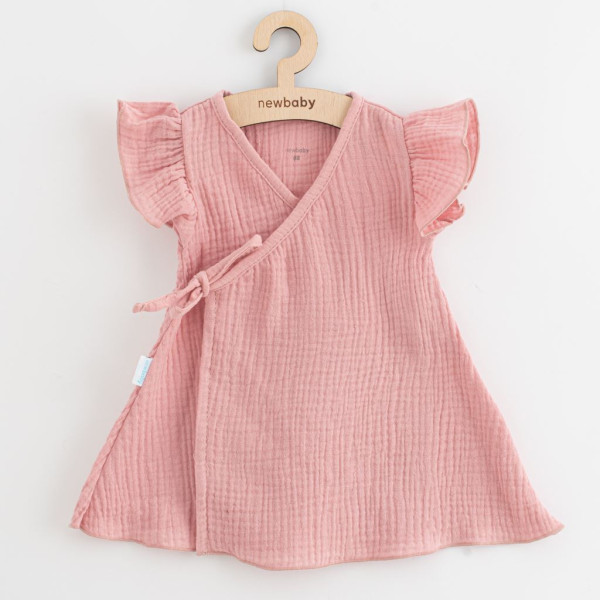 Letní kojenecké mušelínové šaty New Baby Soft dress růžová 56 (0-3m)