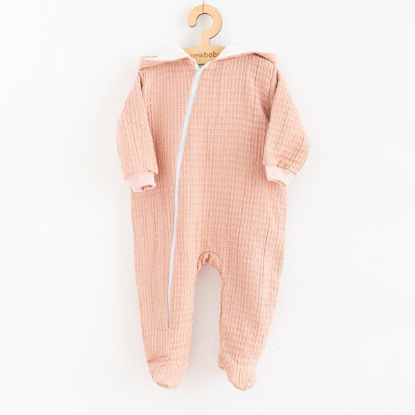 Kojenecký mušelínový overal s kapucí New Baby Comfort clothes růžová 56 (0-3m)