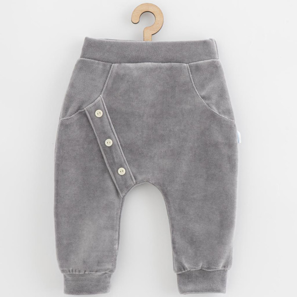 Kojenecké semiškové tepláčky New Baby Suede clothes šedá 62 (3-6m)