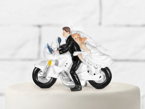 Svatební figurky ženich a nevěsta na motorce, D-PF33