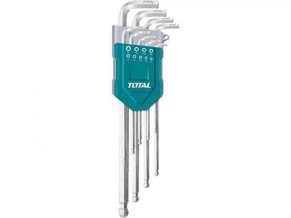 Total THT106291 L-klíče IMBUS prodloužené, sada 9ks, s kuličkou, 1,5-10mm, CrV, industrial