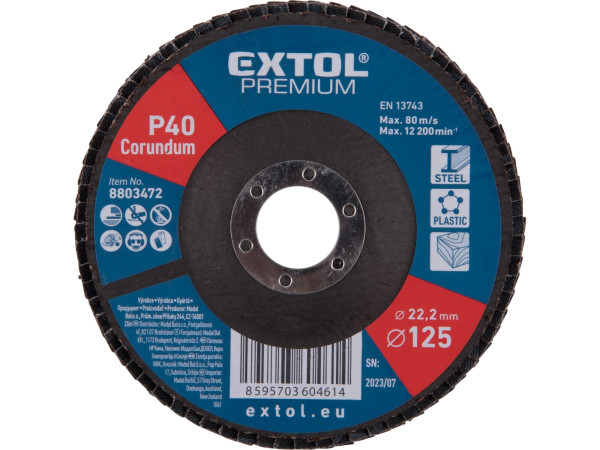 Extol Premium 8803472 kotouč lamelový šikmý korundový, O125mm, P40