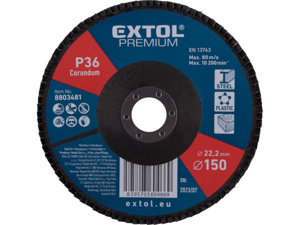 Extol Premium 8803481 kotouč lamelový šikmý korundový, O150mm, P36