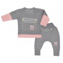 Kojenecké bavlněné tepláčky a tričko Koala BE BRAVE šedo-růžové 62 (3-6m)
