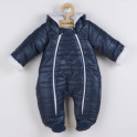 Zimní kojenecká kombinéza s kapucí a oušky New Baby Pumi blue 62 (3-6m)