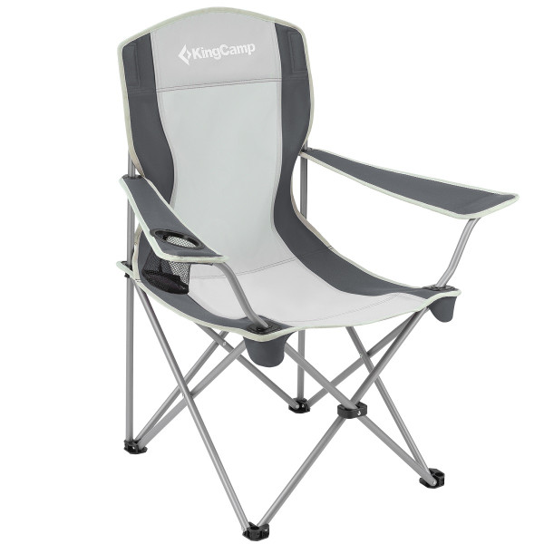 Kempingová skládací židle KING CAMP s opěrkami ocelová - černá-šedá