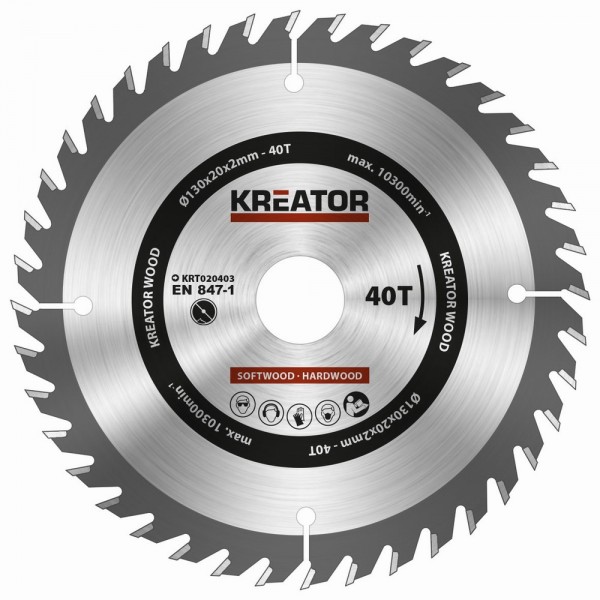 Kreator KRT020403 - Pilový kotouč na dřevo 130mm, 40T