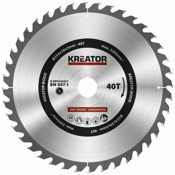 Kreator KRT020427 - Pilový kotouč na dřevo 254mm 40T