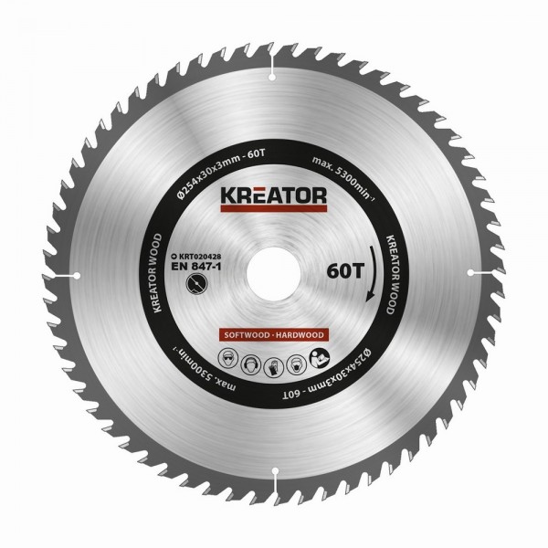Kreator KRT020428 - Pilový kotouč na dřevo 254mm, 60T