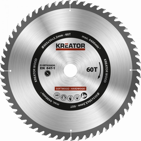 Kreator KRT020430 - Pilový kotouč na dřevo 305mm, 60T