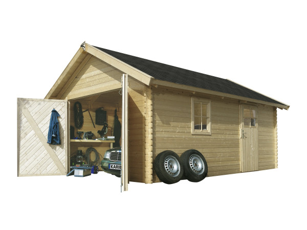 Dřevěná garáž KARIBU 43545 40 mm natur