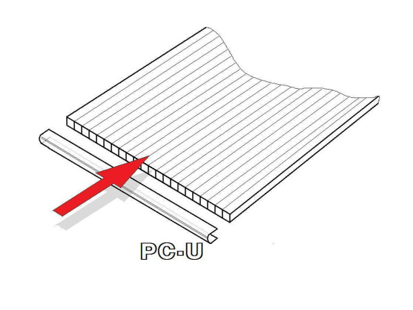 LanitPlast PC U-profil 4 mm pro obloukový skleník délka 2,10 m (1 ks)