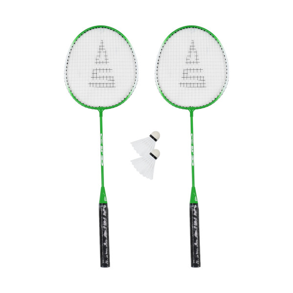 Badmintonový set SULOV, 2x raketa, 2x míček, vak - zeleno-bílý