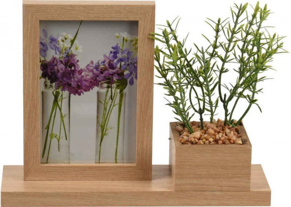 Fotorámeček stolní dekorativní s umělou rostlinou 25 x 19 cm