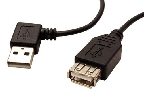 Kabel USB 2.0 A-A 15cm prodlužovací, lomený vlevo, černý