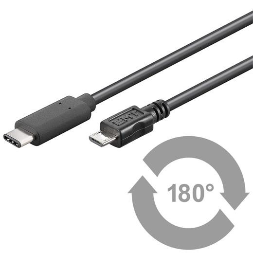 Kabel USB 3.1 konektor C/male - USB 2.0 konektor Micro-B/male ,0,6m