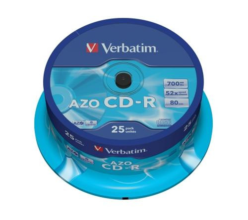 Médium Verbatim CD-R 700MB 80min 52x Crystal 25-cake