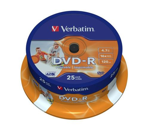 Médium Verbatim DVD-R 4,7GB 16x Printable 25-cake