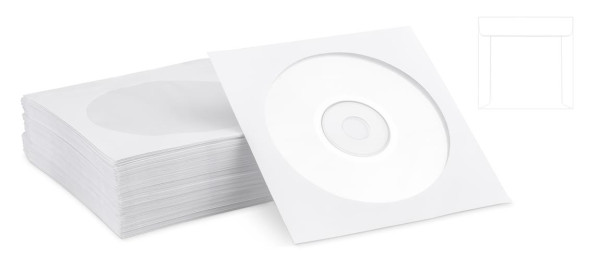 Obal papírový na CD/DVD se zalepovacím klipem 100ks/bal