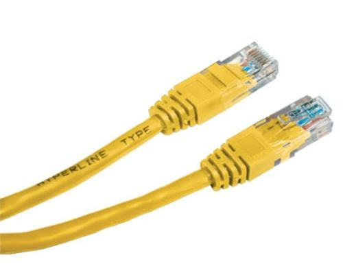 Patch kabel UTP cat 5e, 0,5m - žlutý