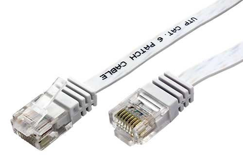 Patch kabel UTP cat 6, 0,5m plochý - bílý