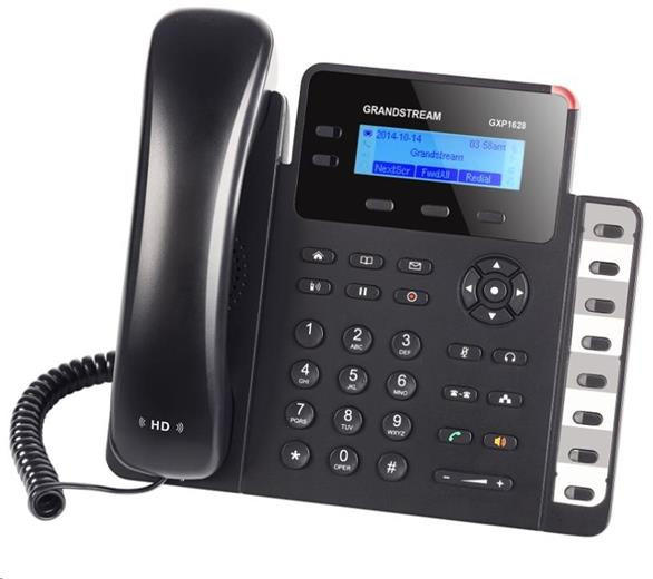 Telefon Grandstream GXP-1628 VoIP telefon - 2x SIP účet, HD audio, 3 prog.tl.+8 předvoleb, switch 2xLAN 1000Mbps, PoE