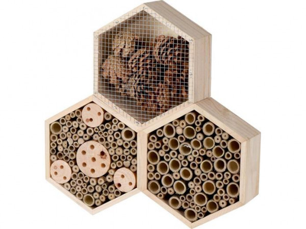 Hračka Hmyzí hotel 35 x 35 x 7,5 cm Hexagon dřevěný