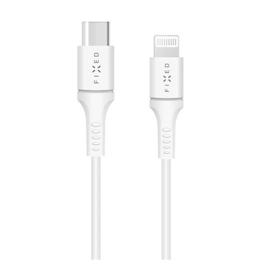Kabel FIXED datový a nabíjecí s konektory USB-C/lightning a podporou PD, MFI certifikace 1 metr, 60W, bílý