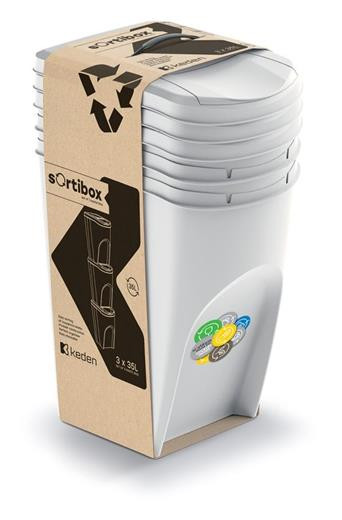 Odpadkový koš Prosperplast SORTIBOX 3 x 35 l popelavý