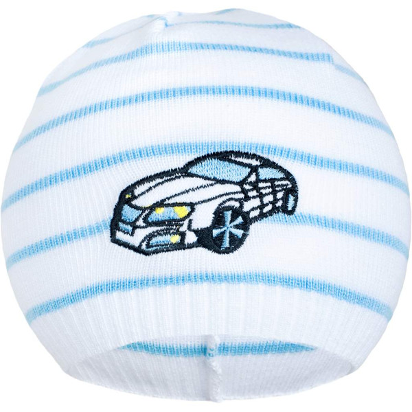 Jarní čepička New Baby s autíčkem bílo-modrá 104 (3-4r)