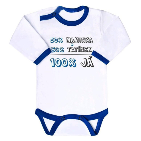 Body s potiskem New Baby 50% MAMINKA + 50% TATÍNEK - 100% JÁ modré 80 (9-12m)
