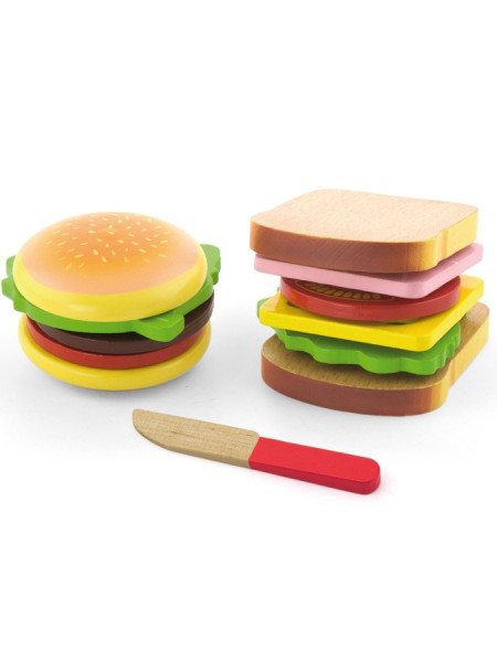 Dětská dřevěná hračka Viga Hamburger a Sendvič
