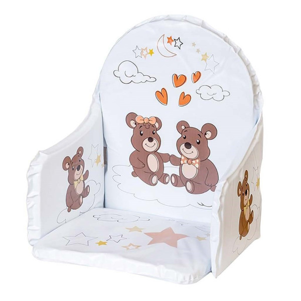 Vložka do dřevěných jídelních židliček typu New Baby Victory bílá medvídci