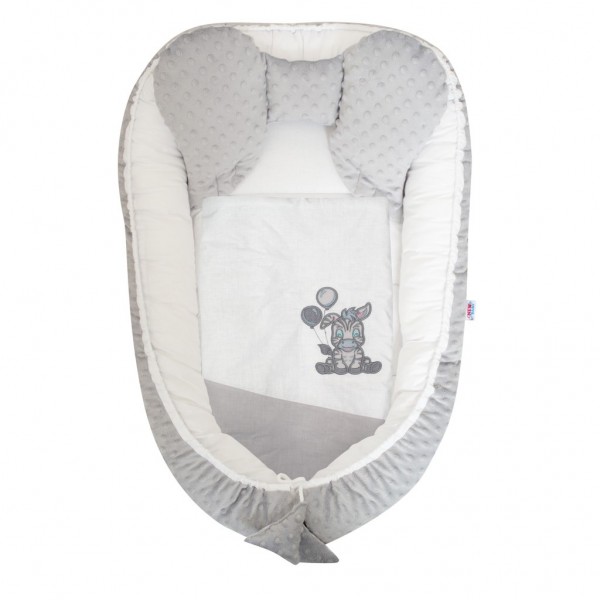Hnízdečko s peřinkou pro miminko Minky New Baby Zebra exclusive bílo-šedé