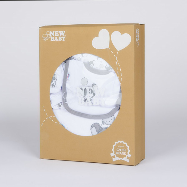 14-dílná luxusní kojenecká souprava New Baby Little Mouse v EKO krabičce 56 (0-3m)