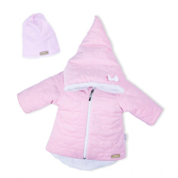 Zimní kojenecký kabátek s čepičkou Nicol Kids Winter růžový 56 (0-3m)