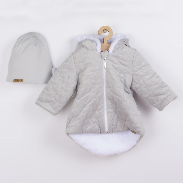 Zimní kojenecký kabátek s čepičkou Nicol Kids Winter šedý 56 (0-3m)