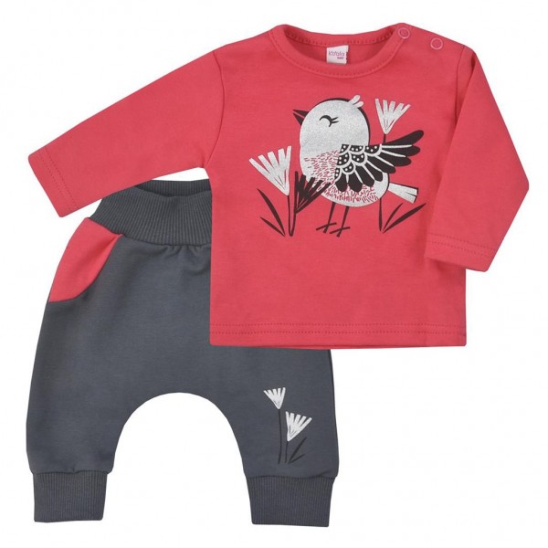 Kojenecké bavlněné tepláčky a tričko Koala Birdy tmavě růžové 68 (4-6m)
