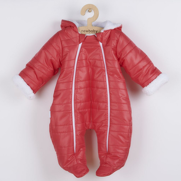 Zimní kojenecká kombinéza s kapucí a oušky New Baby Pumi red raspberry 62 (3-6m)