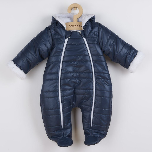 Zimní kojenecká kombinéza s kapucí a oušky New Baby Pumi blue 68 (4-6m)