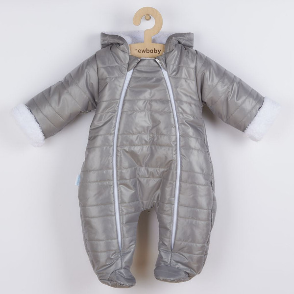 Zimní kojenecká kombinéza s kapucí a oušky New Baby Pumi grey 74 (6-9m)