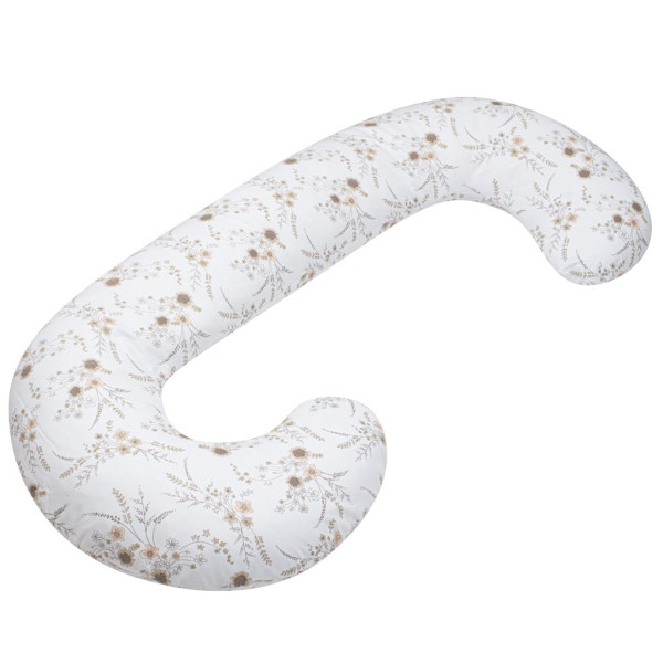 Univerzální kojící polštář ve tvaru C New Baby Květy bílý