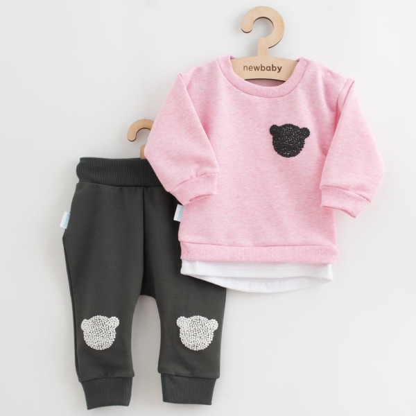 Kojenecká souprava tričko a tepláčky New Baby Brave Bear ABS růžová 56 (0-3m)