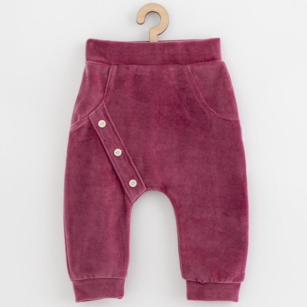 Kojenecké semiškové tepláčky New Baby Suede clothes růžovo fialová 62 (3-6m)