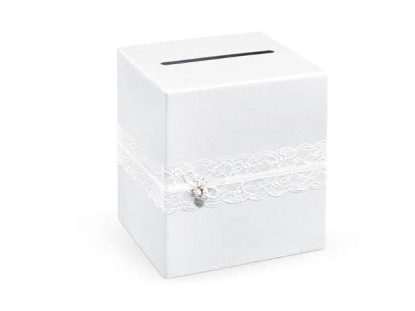 Svatební krabice bílá - krajka