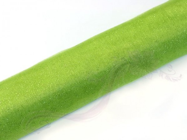 Organza třpytivá, krystalicky jasná zelená, šířka 16 cm, návin 9 m