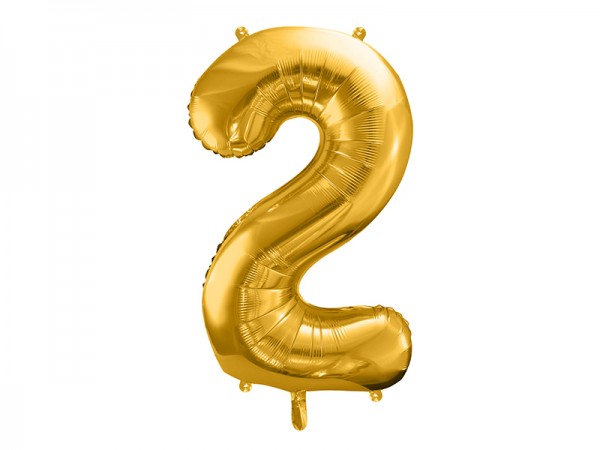Foliový zlatý balónek číslice 2, 86 cm